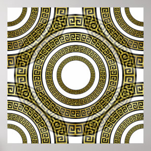 Elegant Greek Key Pattern Gold Luxurious Pattern Poster