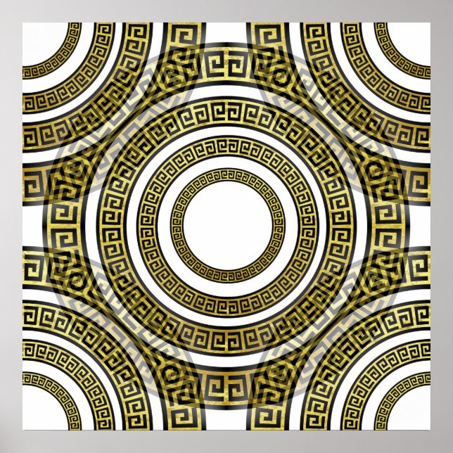 Elegant Greek Key Pattern Gold Luxurious Pattern Poster (Front)