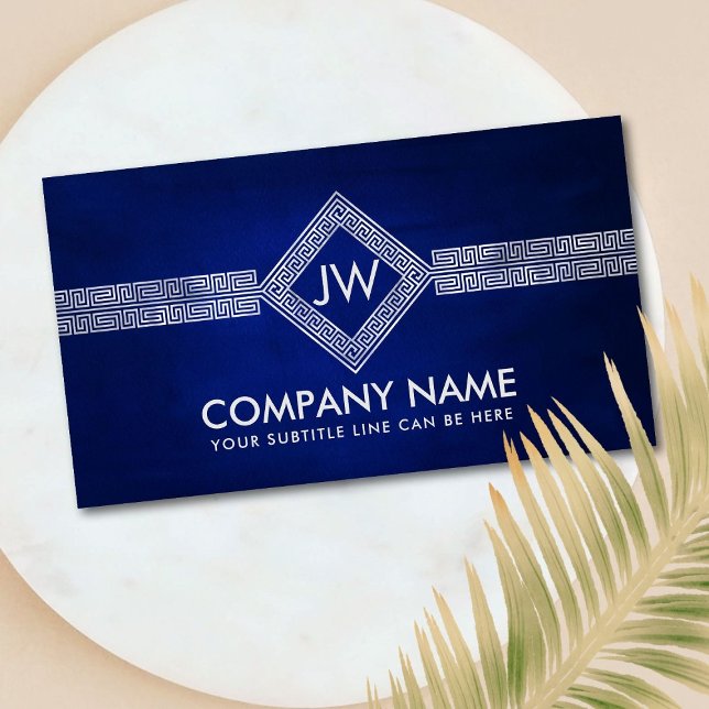 Elegant Greek Meander Key Monogram Business Card (Creator Uploaded)