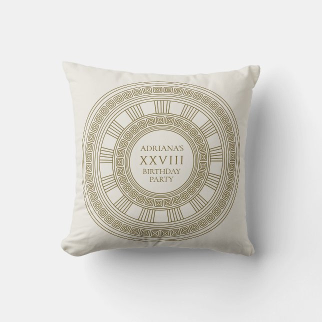 Elegant Greek or Roman birthday party with pattern Cushion (Front)