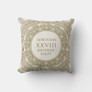 Elegant Greek or Roman birthday party with pattern Cushion