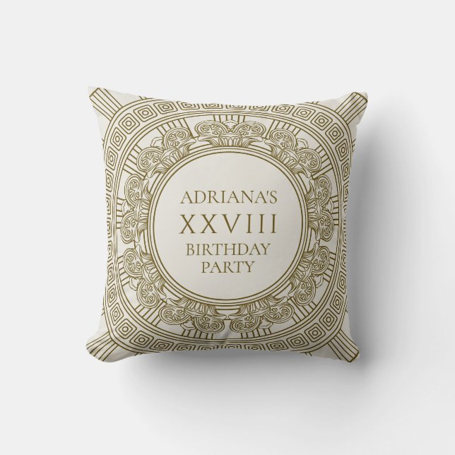 Elegant Greek or Roman birthday party with pattern Cushion (Front)
