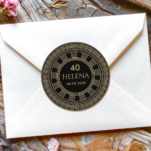Elegant Greek or Roman birthday with custom colour Classic Round Sticker