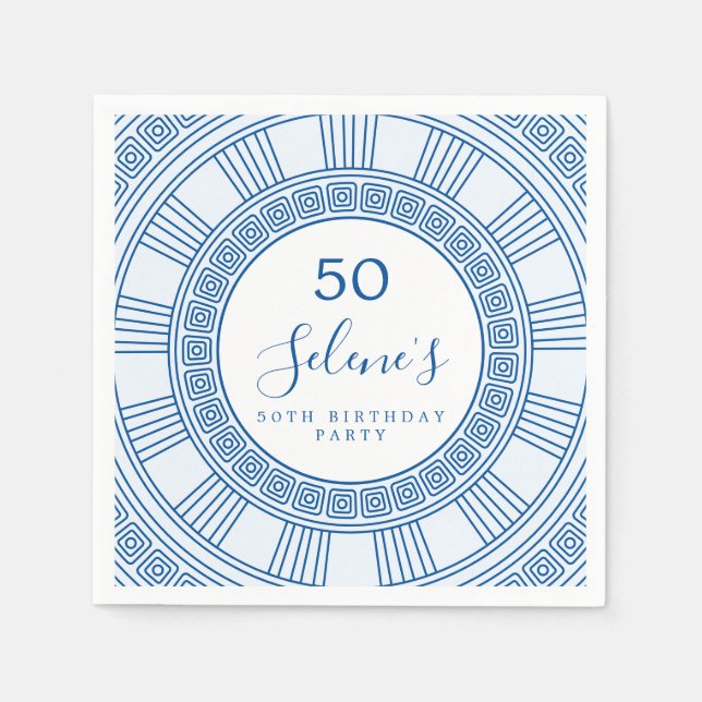 Elegant Greek or Roman birthday with custom colour Napkin (Front)