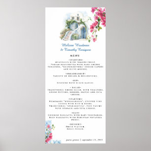 Elegant Greek Themed   Illustrated Wedding Menu Poster