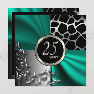 Elegant Green 25 Years Party Invitation