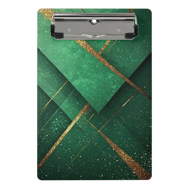 Elegant Green Abstract Chic Desk Accessory Gift Mini Clipboard (Front)