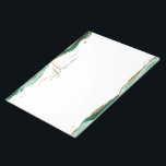 Elegant Green Agate Script Monogram Initials Notepad<br><div class="desc">Personalised, elegant notepad with calligraphy script initials or monogram and name in green and gold with green agate and faux gold glitter border accents. CHANGES: The text font style, colour, size and placement can be changed by clicking EDIT for a custom look. ASSISTANCE: For help with design modification or personalisation,...</div>
