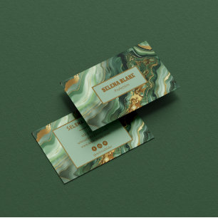 Elegant Green Agate with Gold Glitte - Modern Business Card