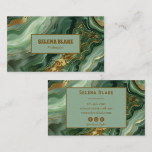 Elegant Green Agate with Gold Glitte - Modern  Business Card