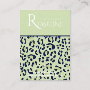 Elegant green and black Leopard Print Display Card
