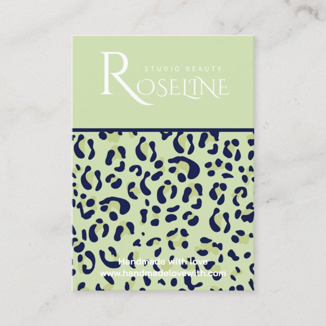Elegant green and black Leopard Print Display Card (Front)