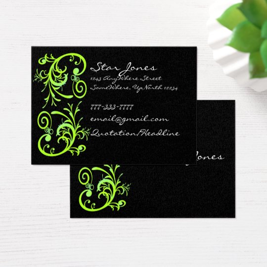 Elegant Green and Black Swirl Business Card