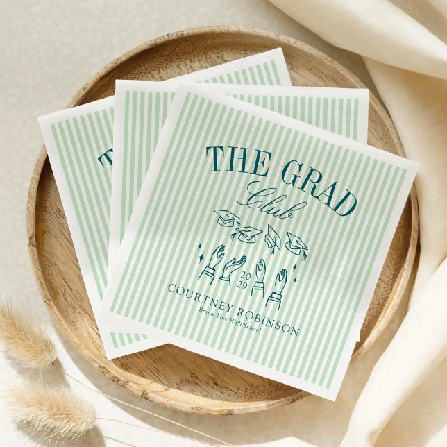 Elegant Green and Blue Grad Club Graduation Napkin (Creator Uploaded)