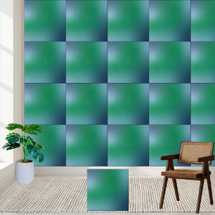 Elegant Green and Blue Gradient Abstract  Ceramic Tile