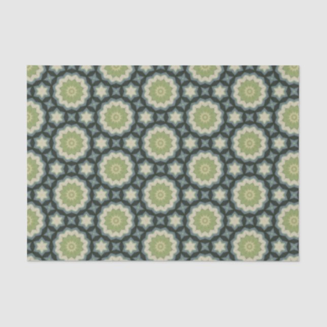 Elegant Green and Blue Modern Geometric Pattern  Tissue Paper (Front)