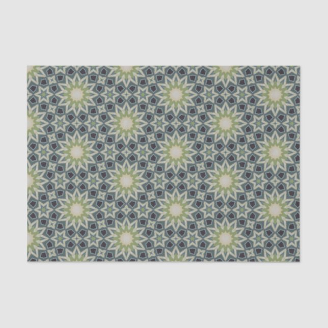 Elegant Green and Blue Modern Geometric Pattern  Tissue Paper (Front)