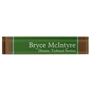 Elegant Green and Brown Nameplate For Your Office