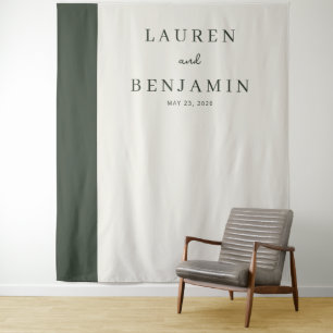 Elegant Green and Cream Minimalist Tapestry
