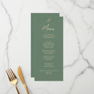 Elegant Green And Gold Boho Garden Dinner Wedding Menu