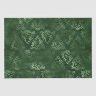 Elegant Green and Gold Celtic Pattern Tissue Paper