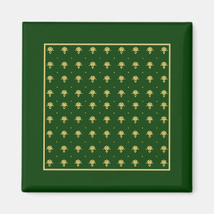 Elegant Green and Gold Damask Magnet