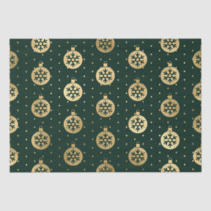 Elegant Green and Gold Foil Christmas Baubles Tissue Paper