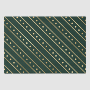 Elegant Green and Gold Foil Christmas Stripes Tissue Paper