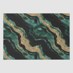Elegant Green and Gold Glitter Agate Birthday Tissue Paper