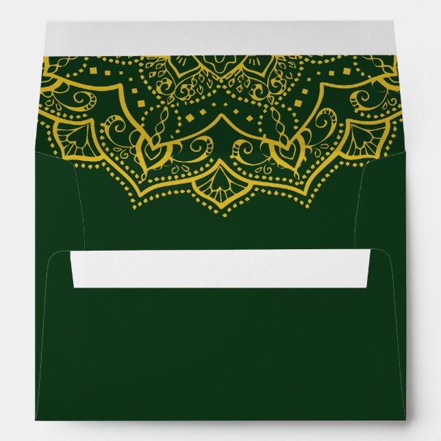 Elegant Green And Gold Mandala Envelope (Back (Bottom))