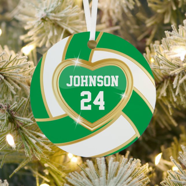 Elegant Green and Gold Volleyball Metal Tree Decoration (Insitu)