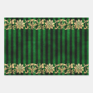 Elegant Green and Gold Wrapping Paper
