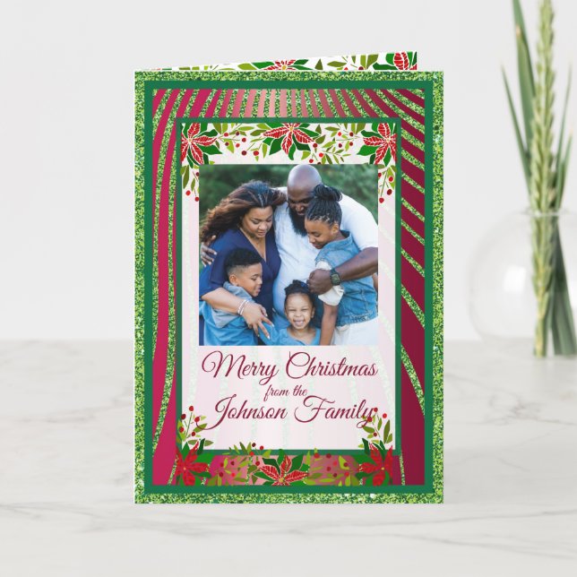 Elegant green and red Christmas Card (Front)