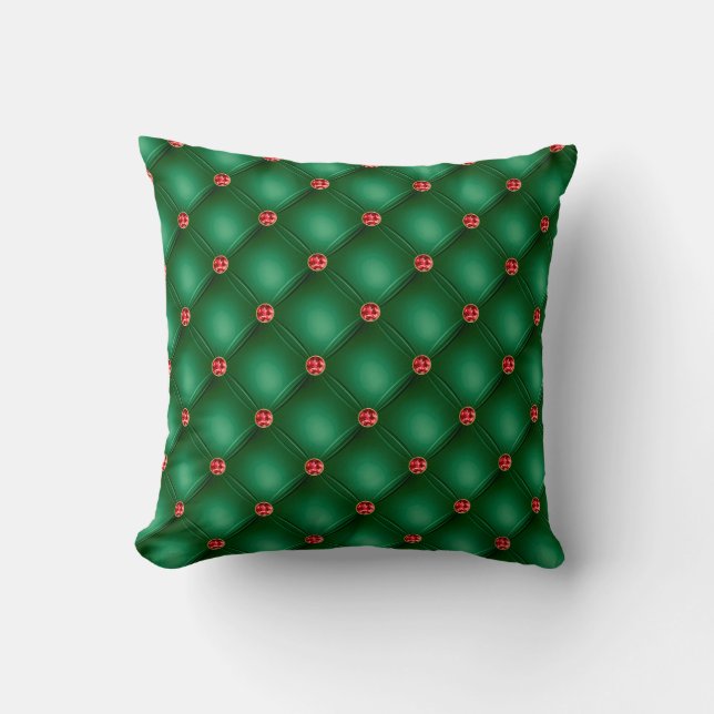 Elegant  Green And Red  Diamond Throw Pillow (Front)