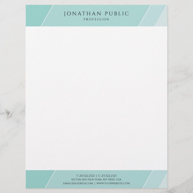 Elegant Green And White Modern Simple Template Custom Letterhead (Front)