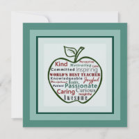 Elegant Green Apple World's Best Teacher Card