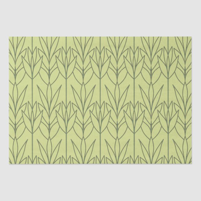 Elegant Green Art Deco Floral Pattern Chic Modern Tissue Paper (Front)