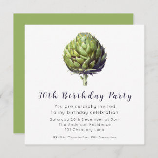 Elegant Green Artichoke BIrthday Invitation