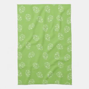 Elegant green background with ornamental eggs tea towel