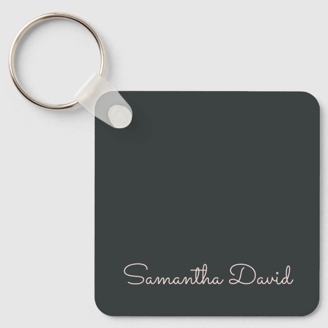 Elegant Green Beige personalised Key Ring (Front)