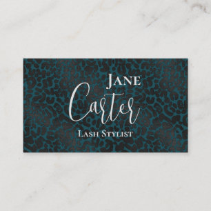 Elegant Green Black Leopard Film Last Stylist Business Card