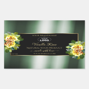 Elegant Green Black Product Label Yellow Rose Logo