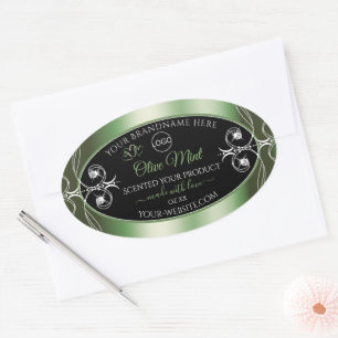 Elegant Green Black Product Labels Jewels and Logo
