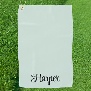 Elegant Green & Black Script Professional Monogram Golf Towel