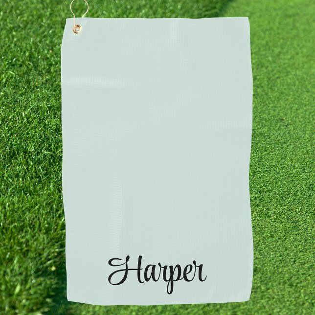 Elegant Green & Black Script Professional Monogram Golf Towel (Creator Uploaded)