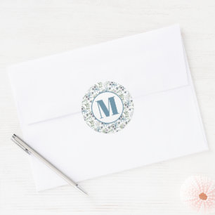 Elegant Green Blue Monogram Envelope Seal