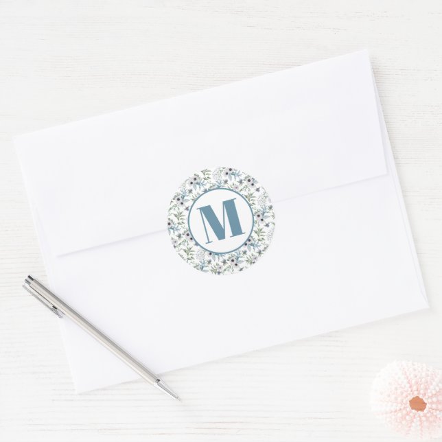 Elegant Green Blue Monogram Envelope Seal (Envelope)