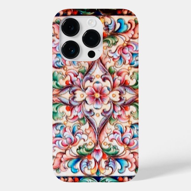 ELEGANT GREEN BLUE PINK RED FLORAL FANTASY Case-Mate iPhone CASE (Back)