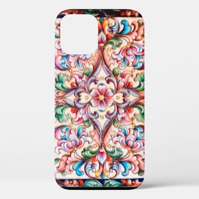 ELEGANT GREEN BLUE PINK RED FLORAL FANTASY Case-Mate iPhone CASE (Back)