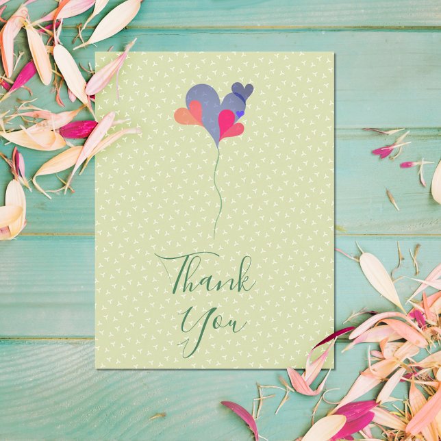 Elegant green blue purple balloon heart minimalist postcard (Creator Uploaded)